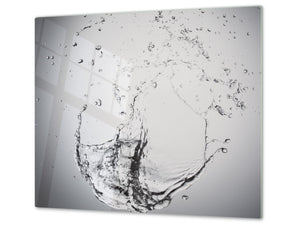 CUTTING BOARD and Cooktop Cover - Impact & Shatter Resistant Glass D02 Water Series: Drops of water 1