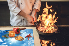 Tempered GLASS Kitchen Board – Impact & Scratch Resistant; D08 Nature Series: Sky 2