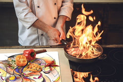 Glass stove top 60D19: Painted pattern