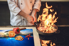 CUTTING BOARD and Cooktop Cover - Impact & Shatter Resistant Glass D02 Water Series: Water 6