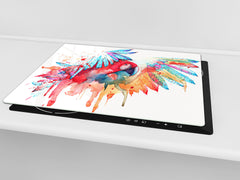 Tempered GLASS Cutting Board 60D01: Colorful parrot