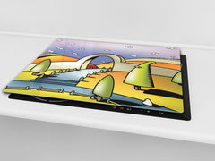 Tempered GLASS Kitchen Board D16 Blurby World: Shadow