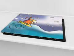 Tempered GLASS Kitchen Board D16 Blurby World: Wave