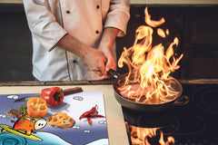 Tempered GLASS Kitchen Board D16 Blurby World: Wave