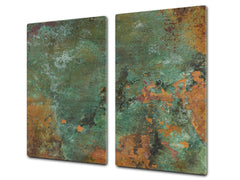 Chopping Board - Impact & Scratch Resistant - Glass Cutting Board D24 Rusted textures Series: Old copper oxidation