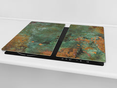 Chopping Board - Impact & Scratch Resistant - Glass Cutting Board D24 Rusted textures Series: Old copper oxidation
