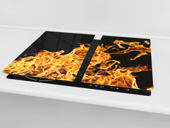 Tempered Glass Cutting Board and Worktop Saver D03 Fire Series: Fire 6