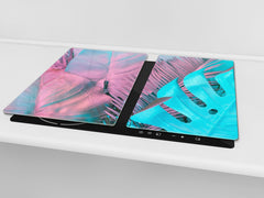 Tempered GLASS Kitchen Board – Impact & Scratch Resistant D27 Vintage leaves and patterns Series: Gradient jungle