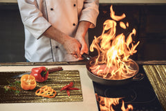 Tempered GLASS Cutting Board – Worktop saver and Pastry Board – Glass Kitchen Board; MEASURES: SINGLE: 60 x 52 cm (23,62” x 20,47”); DOUBLE: 30 x 52 cm (11,81” x 20,47”); D28 Golden Waves Series: Gold glitter