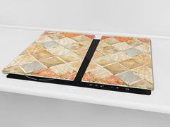 Tempered GLASS Kitchen Board – Impact & Scratch Resistant D27 Vintage leaves and patterns Series: Medieval Italian wall pattern