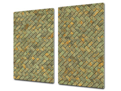 KITCHEN BOARD & Induction Cooktop Cover – Glass Pastry Board D25 Textures and tiles 1 Series: Tiny golden tiles