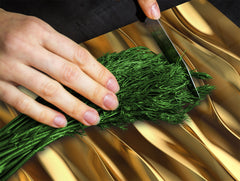 Tempered GLASS Cutting Board – Worktop saver and Pastry Board – Glass Kitchen Board; MEASURES: SINGLE: 60 x 52 cm (23,62” x 20,47”); DOUBLE: 30 x 52 cm (11,81” x 20,47”); D28 Golden Waves Series: Liquid gold 1