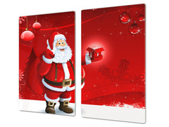 Couvre-plaques de cuisson en VERRE trempé; D20 Série de Noël Père Noël rouge