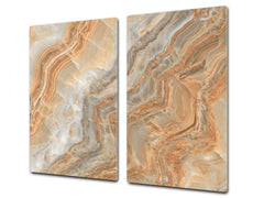 Chopping Board - Induction Cooktop Cover D21 Marbles 1 Series: Swirls of orange marble