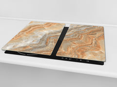 Chopping Board - Induction Cooktop Cover D21 Marbles 1 Series: Swirls of orange marble