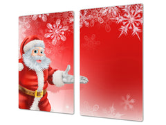 CUTTING BOARD and Cooktop Cover ;D20 Christmas Series: Santa Claus in the snow