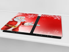 CUTTING BOARD and Cooktop Cover ;D20 Christmas Series: Santa Claus in the snow