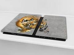 Tempered GLASS Cutting Board 60D01: Tiger