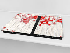CUTTING BOARD and Cooktop Cover ;D20 Christmas Series: Reindeer wreath
