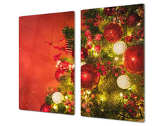 CUTTING BOARD and Cooktop Cover ;D20 Christmas Series: Christmas tree in red