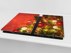 CUTTING BOARD and Cooktop Cover ;D20 Christmas Series: Christmas tree in red