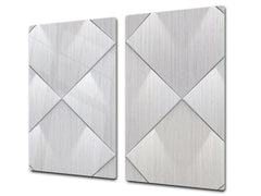 TEMPERED GLASS CHOPPING BOARD – Glass Cutting Board and Worktop Saver – Worktop protector; MEASURES: SINGLE: 60 x 52 cm (23,62” x 20,47”); DOUBLE: 30 x 52 cm (11,81” x 20,47”); D30 Decorative Surfaces Series: Metal tiles