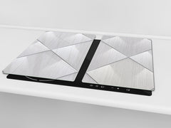 TEMPERED GLASS CHOPPING BOARD – Glass Cutting Board and Worktop Saver – Worktop protector; MEASURES: SINGLE: 60 x 52 cm (23,62” x 20,47”); DOUBLE: 30 x 52 cm (11,81” x 20,47”); D30 Decorative Surfaces Series: Metal tiles