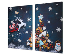 Couvre-plaques de cuisson en VERRE trempé; D20 Série de Noël Un biscuit sapin de Noël
