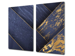 TEMPERED GLASS CHOPPING BOARD – Glass Cutting Board and Worktop Saver – Worktop protector; MEASURES: SINGLE: 60 x 52 cm (23,62” x 20,47”); DOUBLE: 30 x 52 cm (11,81” x 20,47”); D30 Decorative Surfaces Series: Luxury blue panels