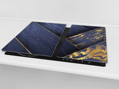 TEMPERED GLASS CHOPPING BOARD – Glass Cutting Board and Worktop Saver – Worktop protector; MEASURES: SINGLE: 60 x 52 cm (23,62” x 20,47”); DOUBLE: 30 x 52 cm (11,81” x 20,47”); D30 Decorative Surfaces Series: Luxury blue panels