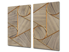 TEMPERED GLASS CHOPPING BOARD – Glass Cutting Board and Worktop Saver – Worktop protector; MEASURES: SINGLE: 60 x 52 cm (23,62” x 20,47”); DOUBLE: 30 x 52 cm (11,81” x 20,47”); D30 Decorative Surfaces Series: Circles and triangles