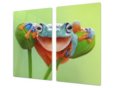 Tempered GLASS Cutting Board 60D01: A smiling frog 1