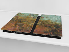 Chopping Board - Impact & Scratch Resistant - Glass Cutting Board D24 Rusted textures Series: Colorfoul tarnished copper