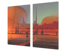 Glass Cutting Board and Worktop Saver 60D12: Desert city