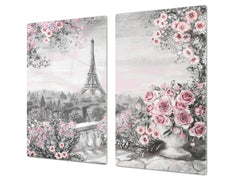 UNIQUE Tempered GLASS Kitchen Board 60D05A: Paris 1