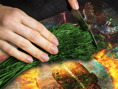 Chopping Board Set - Induction Cooktop Cover – Glass Cutting Board; MEASURES: SINGLE: 60 x 52 cm (23,62” x 20,47”); DOUBLE: 30 x 52 cm (11,81” x 20,47”); D33 Abstract Graphics Series: Ring of fire