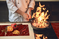 Chopping Board - Induction Cooktop Cover - Glass Cutting Board D22 Marbles 2 Series: Polished red mineral