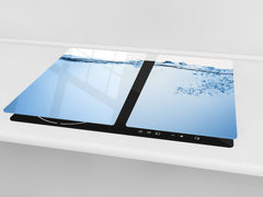 CUTTING BOARD and Cooktop Cover - Impact & Shatter Resistant Glass D02 Water Series: Water 4