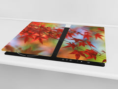 Tempered GLASS Kitchen Board – Impact & Scratch Resistant; D08 Nature Series: Leaves 12