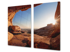 Tempered GLASS Kitchen Board – Impact & Scratch Resistant; D08 Nature Series: Mountains 3