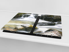Tempered GLASS Kitchen Board – Impact & Scratch Resistant; D08 Nature Series: Waterfall 1