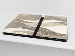 Tempered GLASS Kitchen Board – Impact & Scratch Resistant D27 Vintage leaves and patterns Series: Versatile tile pattern