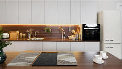 Tempered GLASS Kitchen Board – Impact & Scratch Resistant D27 Vintage leaves and patterns Series: Versatile tile pattern