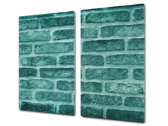 KITCHEN BOARD & Induction Cooktop Cover – Glass Pastry Board D25 Textures and tiles 1 Series: Green vintage brick
