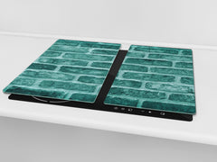 KITCHEN BOARD & Induction Cooktop Cover – Glass Pastry Board D25 Textures and tiles 1 Series: Green vintage brick