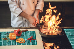 KITCHEN BOARD & Induction Cooktop Cover – Glass Pastry Board D25 Textures and tiles 1 Series: Green vintage brick