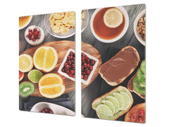 Tempered GLASS Cutting Board 60D16: Fruit Breakfast
