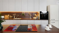 Induction Cooktop Cover –Shatter Resistant Glass Kitchen Board – Hob cover; MEASURES: SINGLE: 60 x 52 cm (23,62” x 20,47”); DOUBLE: 30 x 52 cm (11,81” x 20,47”); D32 Paintings Series: Pastel cow