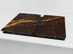 Chopping Board - Induction Cooktop Cover - Glass Cutting Board D22 Marbles 2 Series: Abstract brown