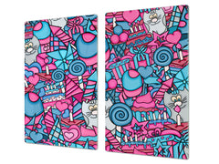 TEMPERED GLASS CHOPPING BOARD 60D13: Cat birthday cake